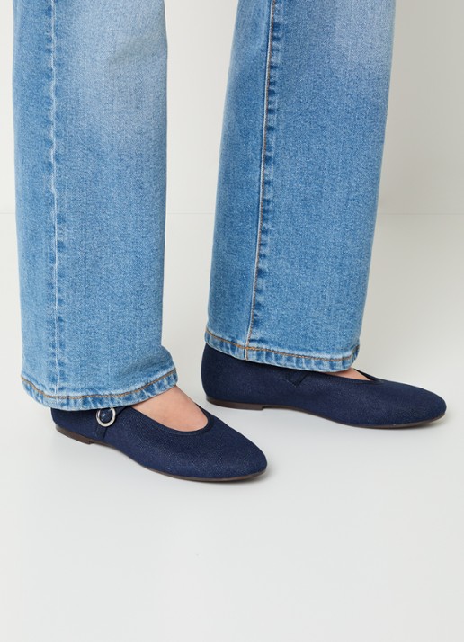 Jonak Deesse ballerina van denim - voorkant 2 denim