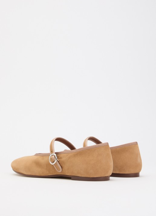 Jonak Deesse ballerina van kalfssuède met gespdetail - achterkant bruin
