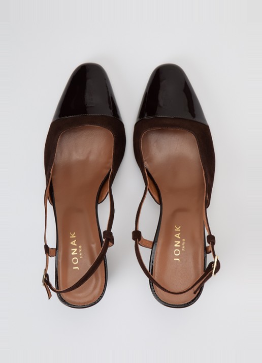 Jonak Dhapop slingback van kalfsleer - detail 5 donkerbruin
