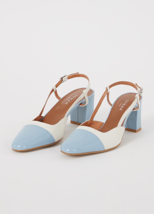 Jonak Dhapop slingback van leer   - detail lichtblauw