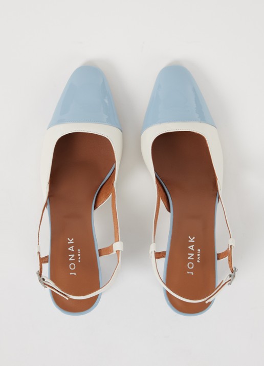 Jonak Dhapop slingback van leer   - detail 2 lichtblauw
