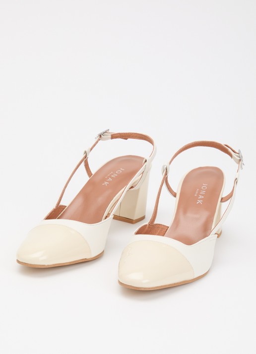 Jonak Dhapop slingback van leer   - detail 3 gebroken wit