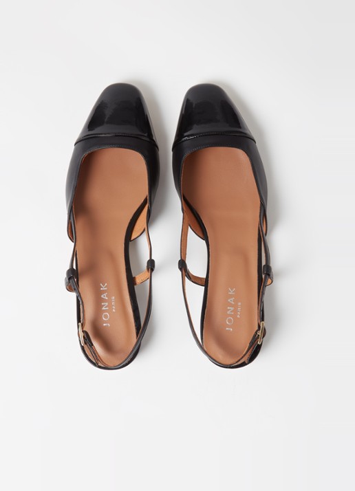 Jonak Dhapou slingback van leer - detail 5 diepzwart