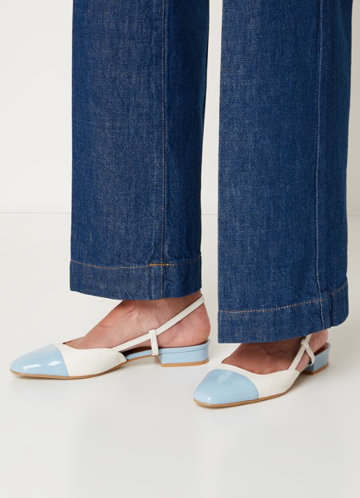 Jonak Dhapou slingback van leer - voorkant 6 blauwgrijs