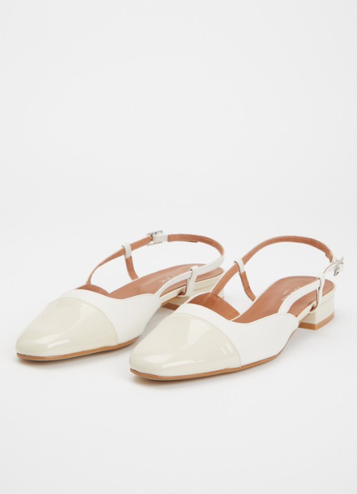 Jonak Dhapou slingback van leer - detail ivoor