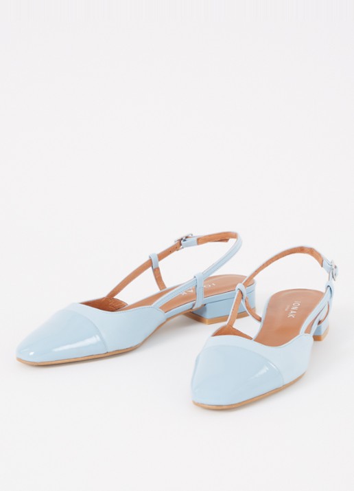 Jonak Dhapou slingback van leer - detail 2 lichtblauw