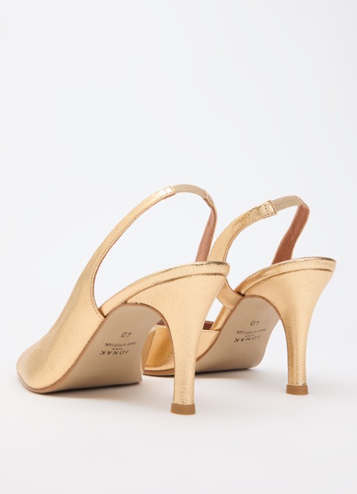 Jonak Dira slingback van geitenleer met metallic finish - achterkant 5 goud