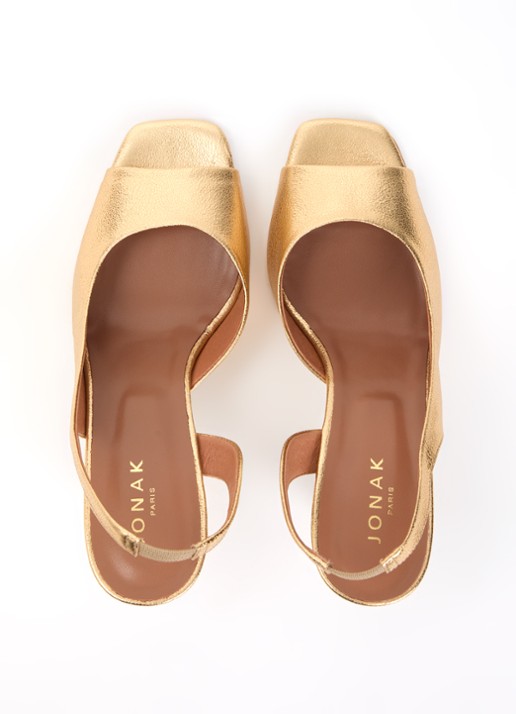 Jonak Dira slingback van geitenleer met metallic finish - detail 3 goud