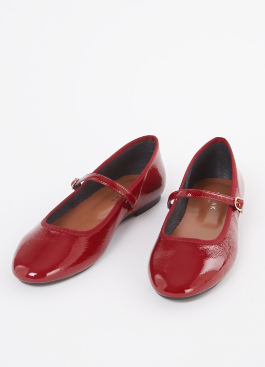 Jonak Douceur ballerina van leer met lakfinish  - detail donkerrood