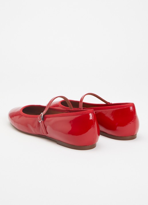 Jonak Douceur ballerina van leer met lakfinish  - achterkant rood