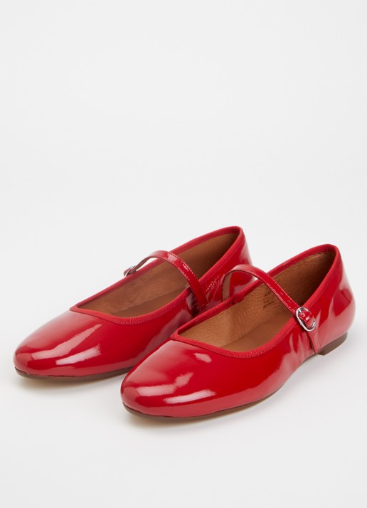 Jonak Douceur ballerina van leer met lakfinish  - detail 4 rood