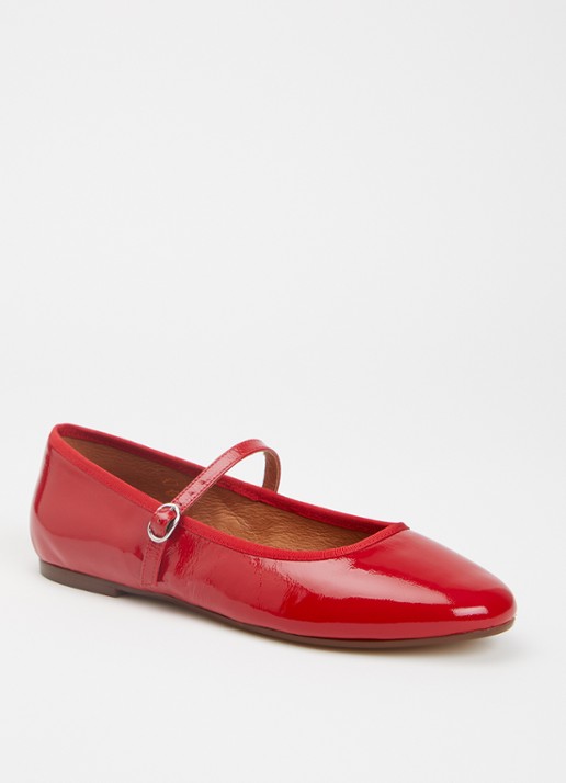 Jonak Douceur ballerina van leer met lakfinish  - voorkant 2 rood