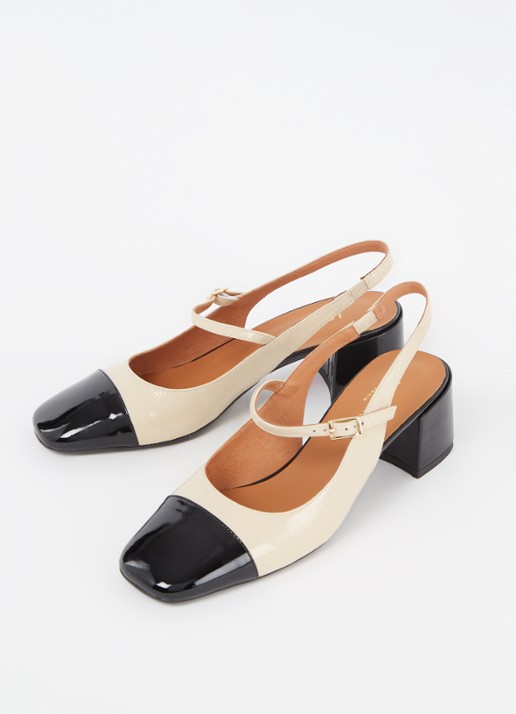 Jonak Doumy slingback met lakleren details - detail 3 zwart