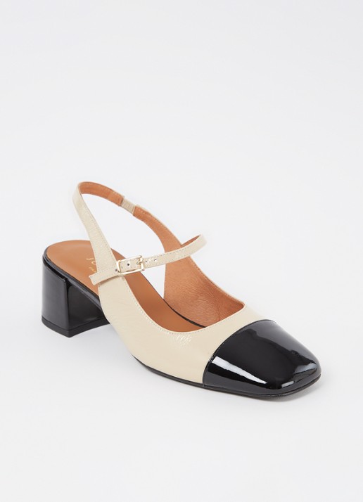 Jonak Doumy slingback met lakleren details - voorkant zwart
