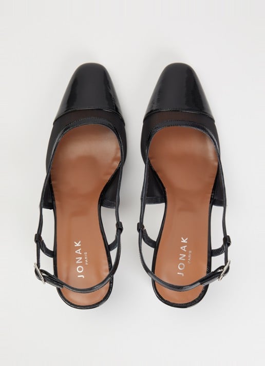 Jonak Drag sling-back van lakleer met details van mesh - detail 5 zwart