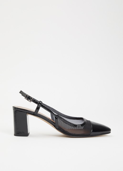 Jonak Drag sling-back van lakleer met details van mesh