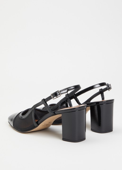 Jonak Drag slingback van lakleer met details van mesh - achterkant zwart