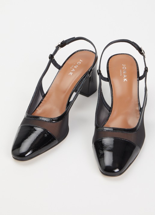 Jonak Drag slingback van lakleer met details van mesh - detail 2 zwart