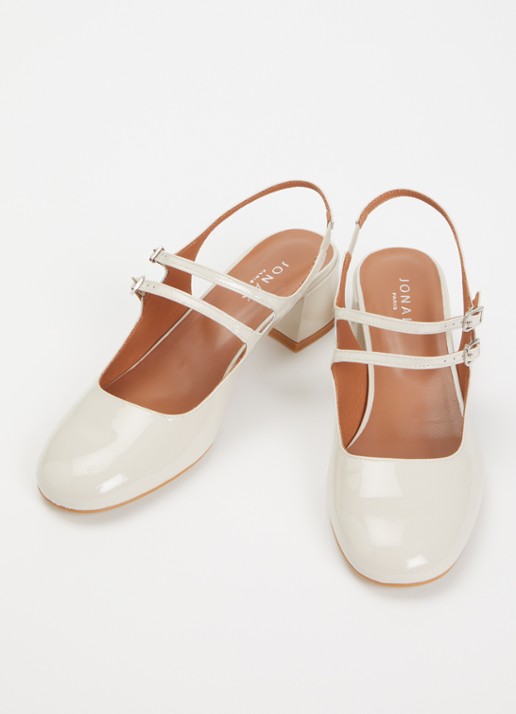 Jonak Drible slingback van kalfsleer met gespdetail - detail 3 ivoor