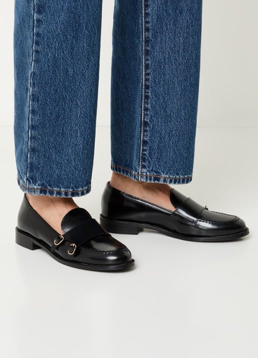 Jonak Drizza loafer van leer - voorkant 2 zwart