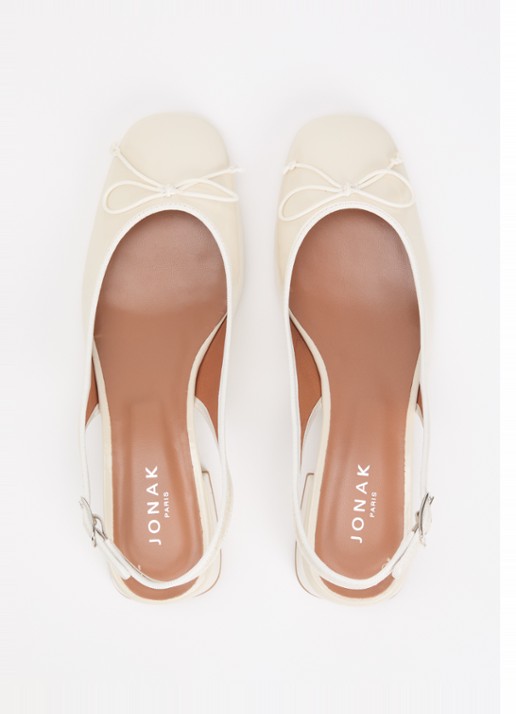Jonak Dybilo slingback van kalfsleer met lakfinish - detail 4 ivoor