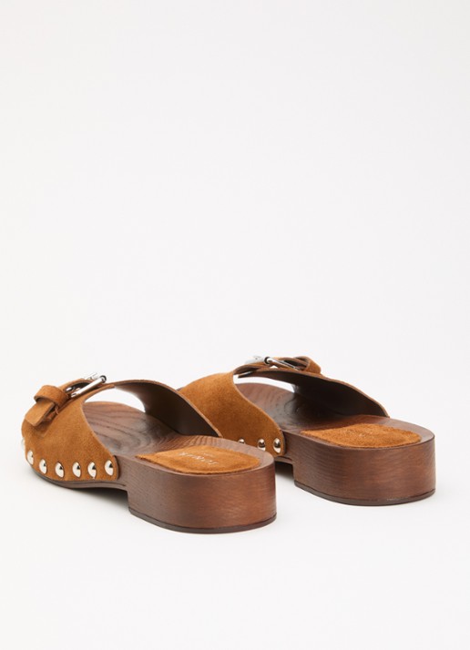 Jonak Enora muiltje van suéde met studs - achterkant 3 cognac