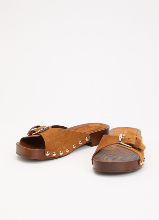 Jonak Enora muiltje van suéde met studs - detail 4 cognac