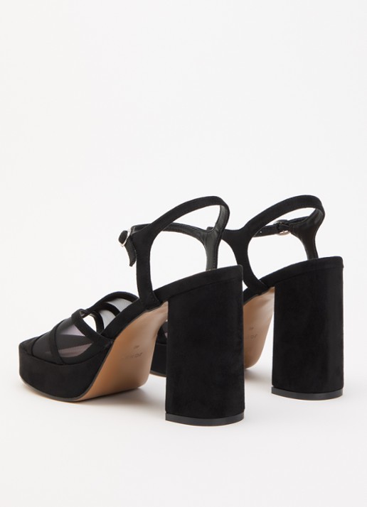 Jonak Jennyfer sandalette met details van mesh - achterkant zwart