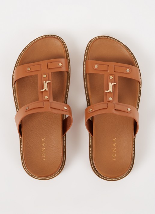 Jonak Luana slipper van kalfsleer - detail 2 cognac