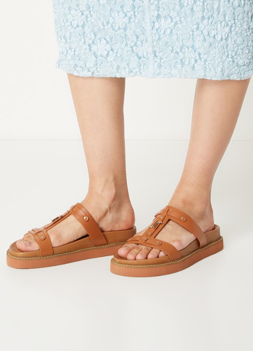 Jonak Luana slipper van kalfsleer - voorkant 6 cognac