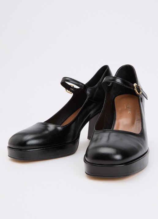 Jonak Veritox pump van kalfsleer met gespdetail - detail 2 zwart