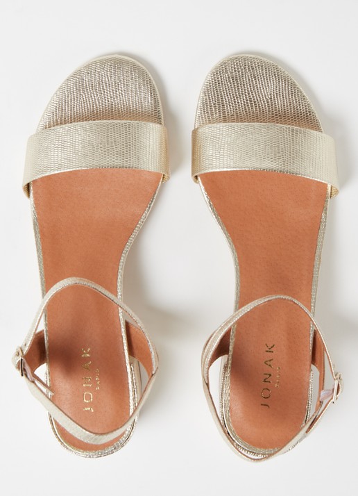 Jonak Via Bis sandalette van leer met metallic finish - detail 4 goud