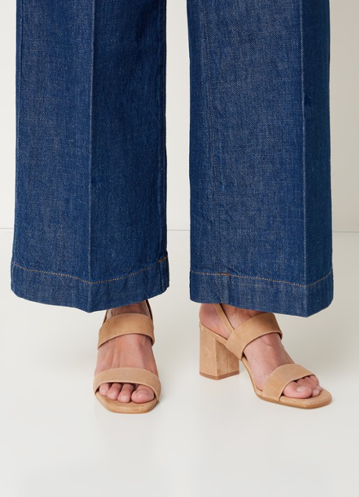 Jonak Vico sandalette van geitensuède  - voorkant 6 camel