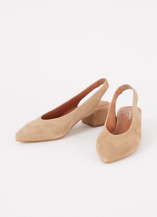 Jonak Vince Velours slingback van suède - detail camel