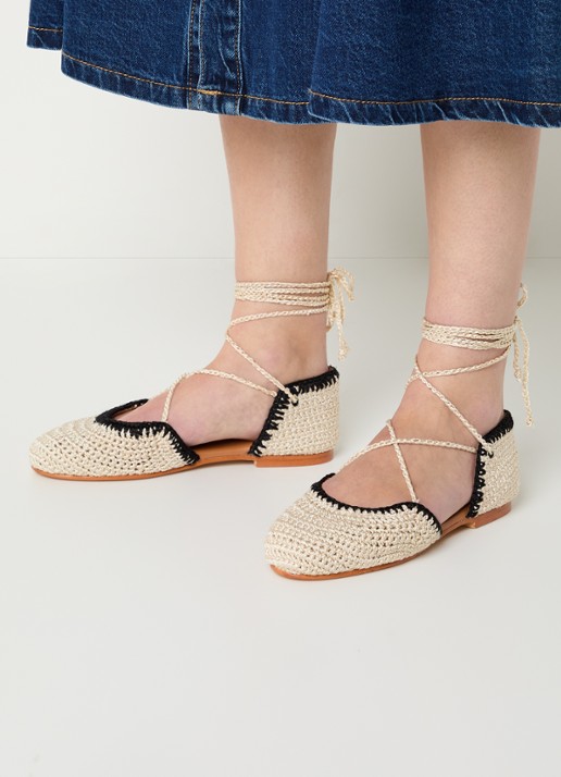 Jonak Wully ballerina met gebreid bovenwerk - voorkant 3 beige