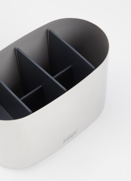 Joseph Joseph EasyStore Luxe tandenborstelhouder  - voorkant 2 zilver
