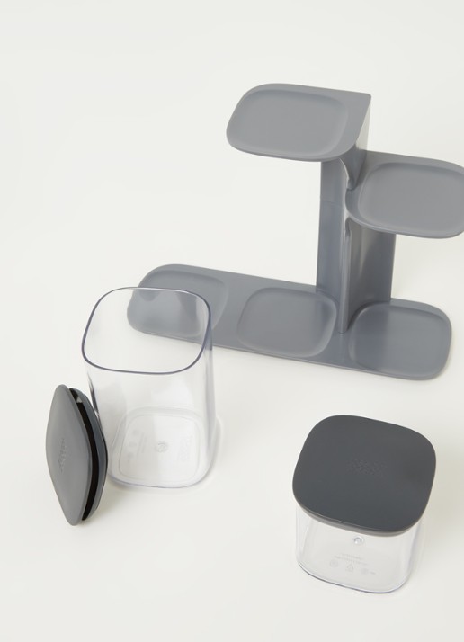 Joseph Joseph Podium Carrousel voorraaddoos met houder set van 5 - detail transparant
