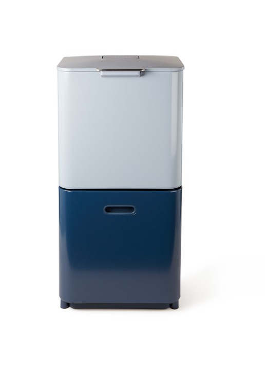Joseph Joseph Sky Intelligent Waste prullenbak 60 liter 2-delig - voorkant 2 zilver