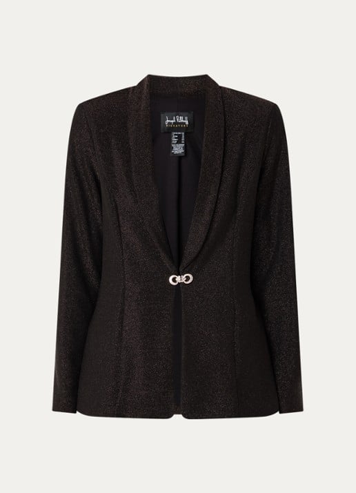 Joseph Ribkoff Blazer met lurex en schoudervulling - voorkant 2 donkerbruin