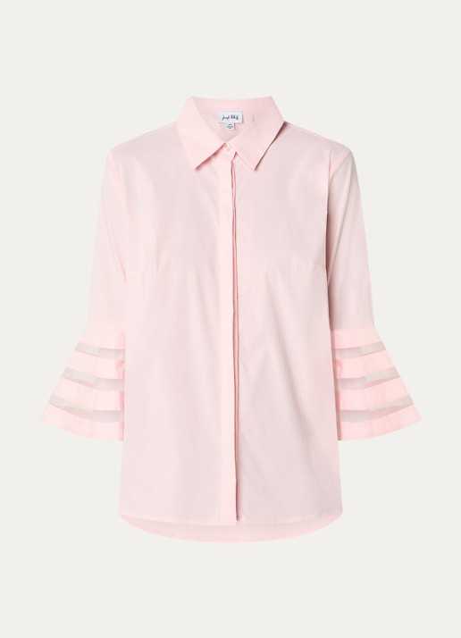 Joseph Ribkoff Blouse met kraag en trompetmouwen - voorkant 3 zalmroze