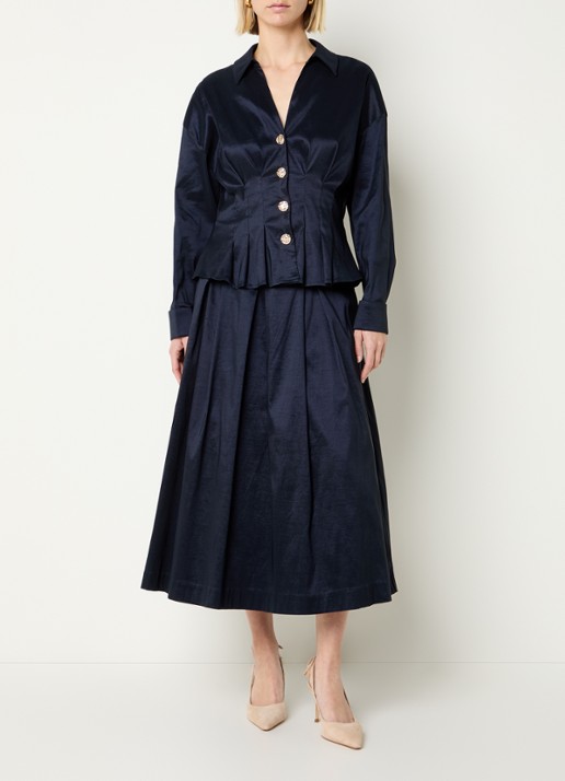 Joseph Ribkoff Blouse met plooidetail - voorkant 3 donkerblauw