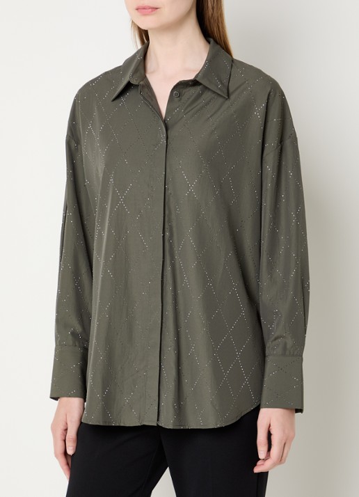 Joseph Ribkoff Blouse met strass - detail bronsgroen