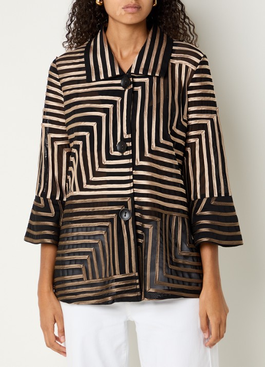 Joseph Ribkoff Blouse van mesh met streepprint