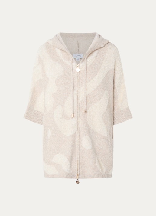 Joseph Ribkoff Fijngebreid oversized vest in wolblend met lurex - voorkant 2 creme
