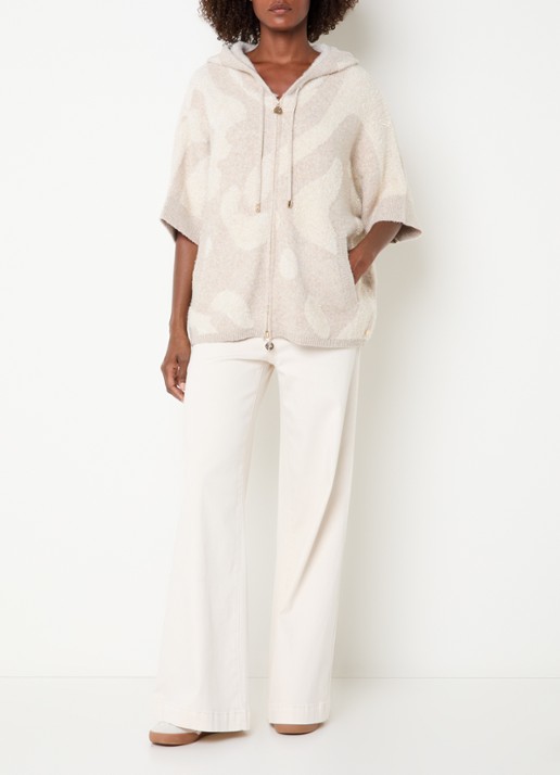 Joseph Ribkoff Fijngebreid oversized vest in wolblend met lurex - voorkant 3 creme