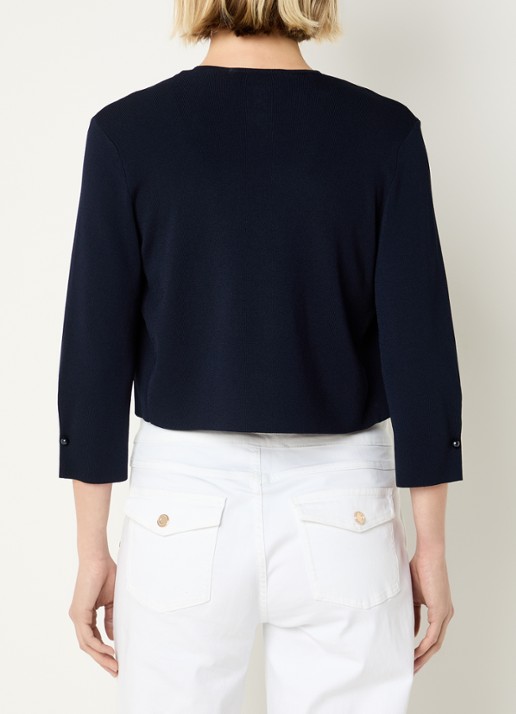 Joseph Ribkoff Fijngebreide bolero met stretch - achterkant 3 donkerblauw