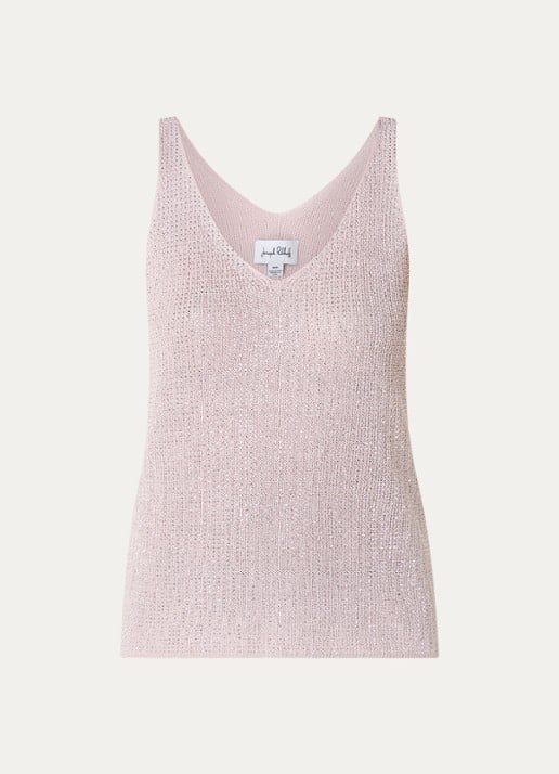 Joseph Ribkoff Grofgebreide tanktop met strass - voorkant 3 lichtroze