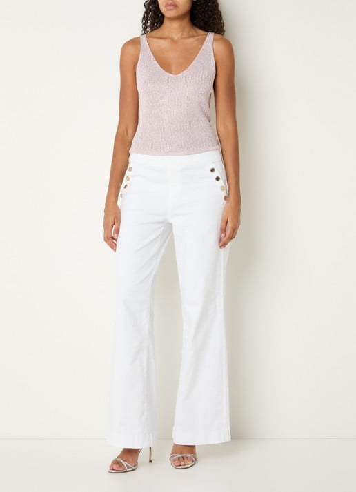 Joseph Ribkoff Grofgebreide tanktop met strass - voorkant 4 lichtroze