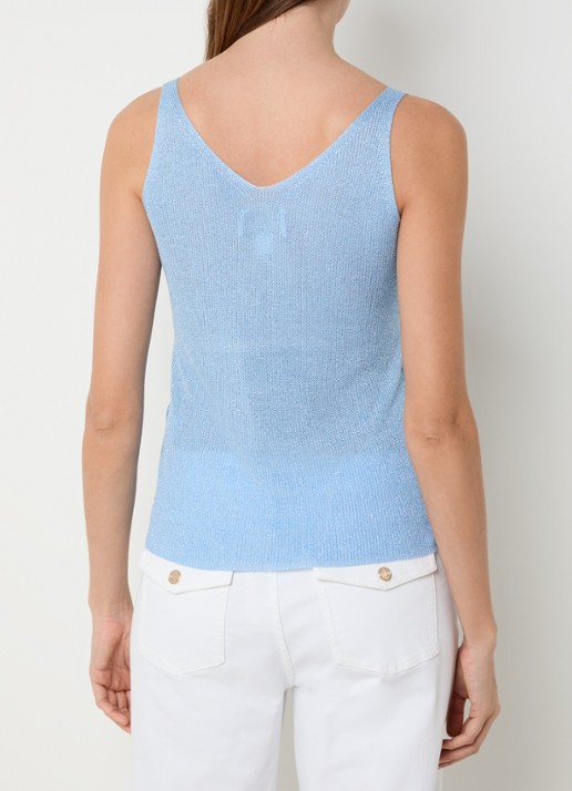 Joseph Ribkoff Grofgebreide tanktop met strass - achterkant 4 blauwgrijs