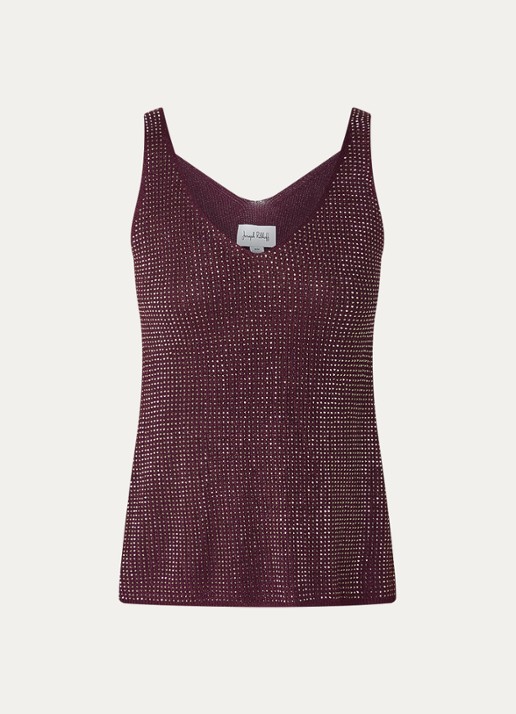 Joseph Ribkoff Grofgebreide tanktop met strass - voorkant 2 aubergine